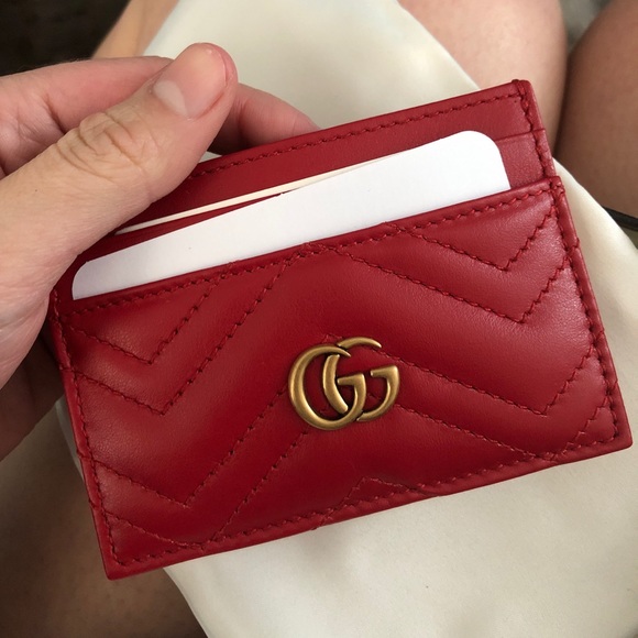 Gucci Handbags - Gucci Red GG Marmont Card Holder